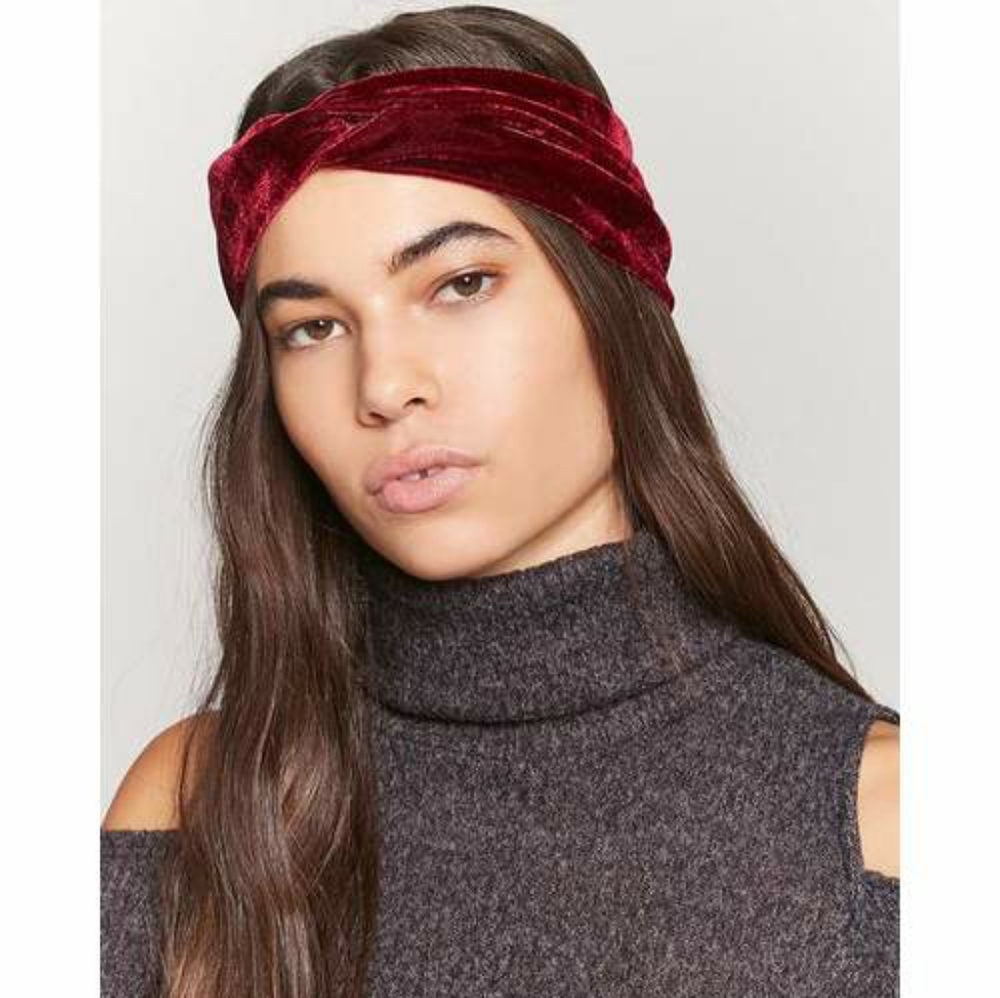 Forever 21 Burgundy Velvet Wrap Headband